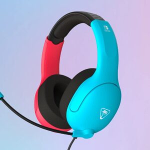 TURTLE BEACH NINTENDO SWITCH 2 AIRLITE FIT ŽIČNE SLUŠALKE NEON MODRO RDEČE BARVE